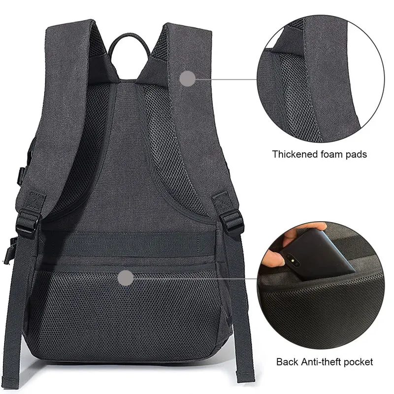 Durable Canvas Backpack For Men Casual Daypack Laptop Rucksack