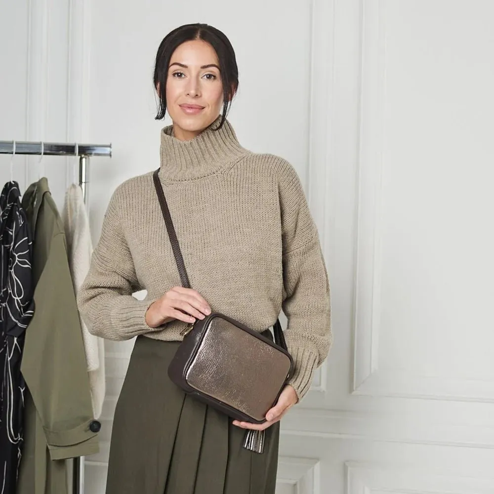 Elie Beaumont Metallic Blend Crossbody Bronze