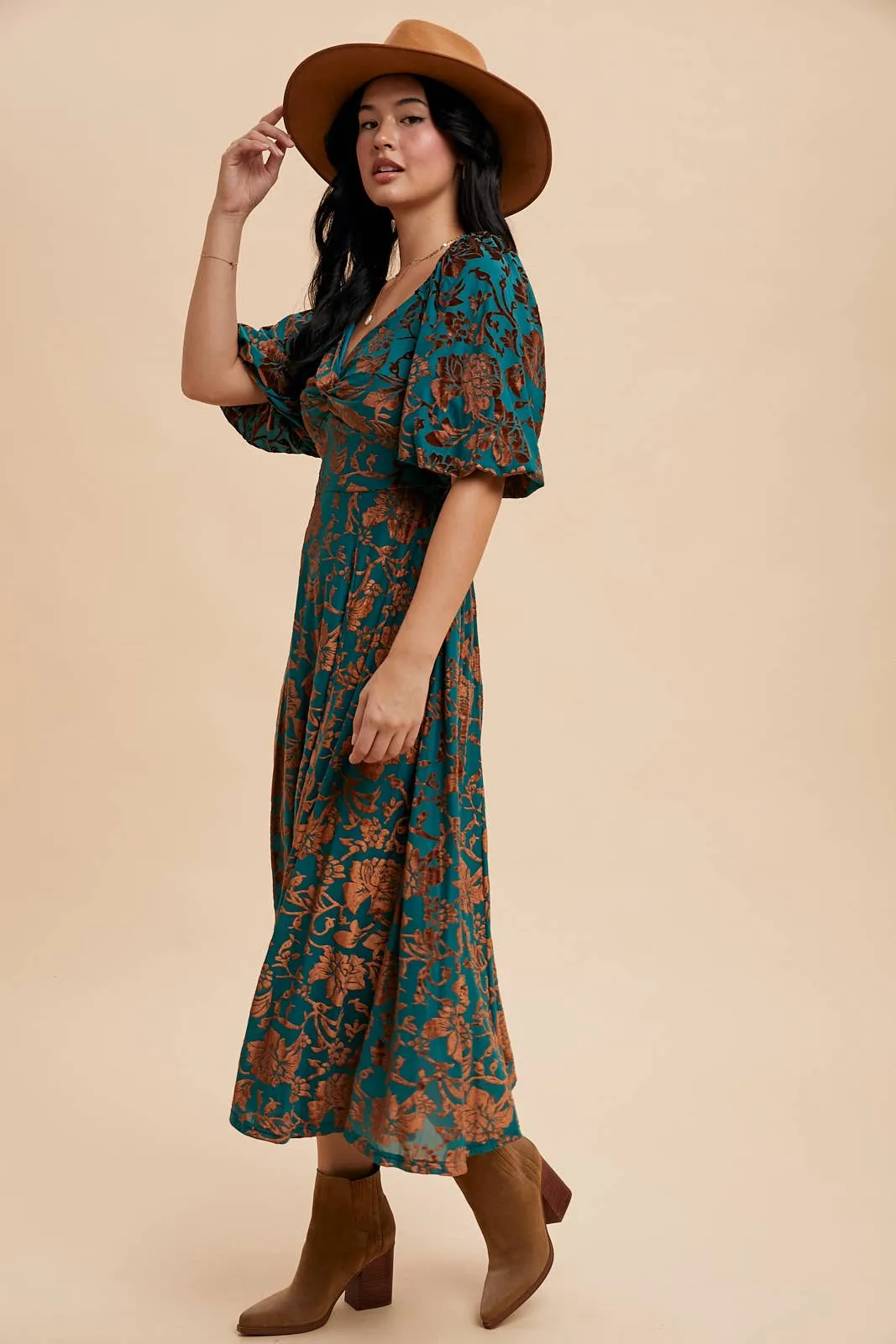 Emerald Burnout Maxi Dress