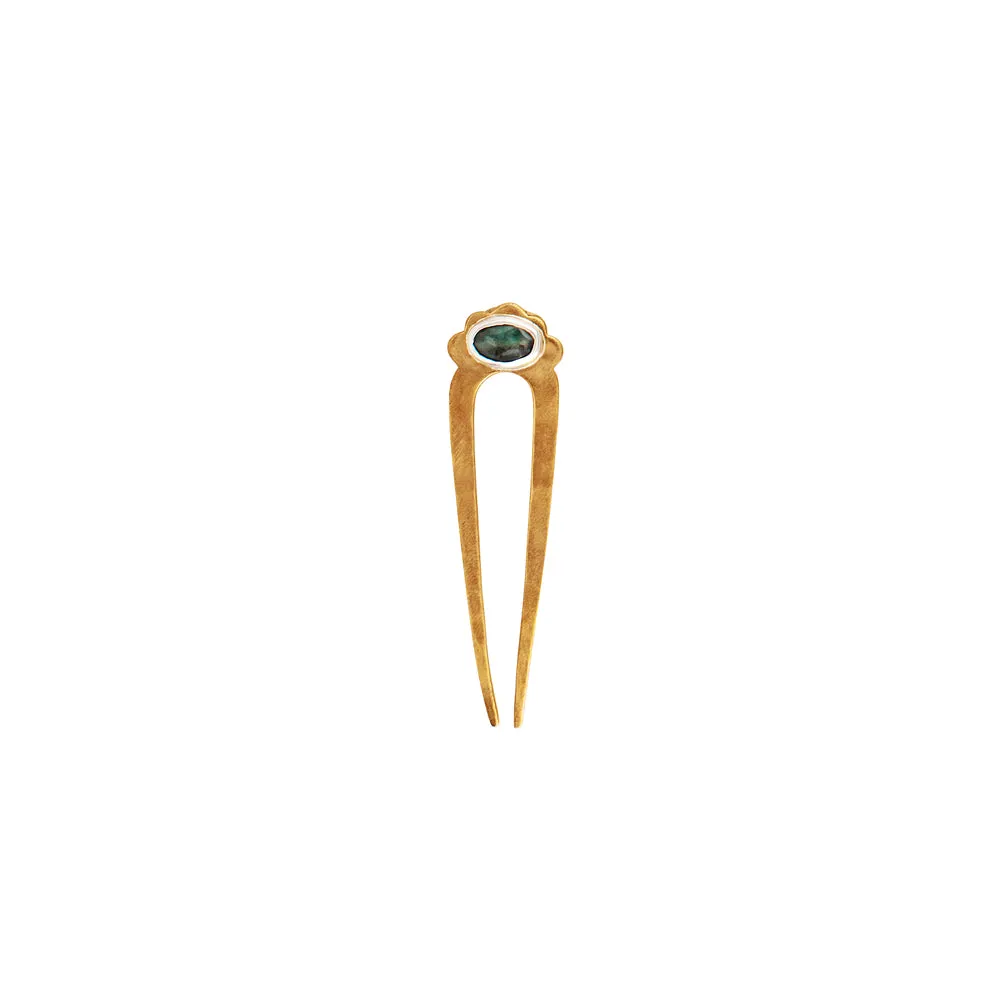 Emerald Protector Hair Pin in Bronze & Silver - Small | Available to Ship March 14, 2025