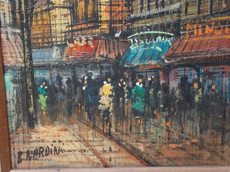 European Street Scene Oil on Canvas By B. Nardini