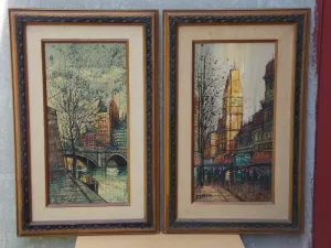 European Street Scene Oil on Canvas By B. Nardini