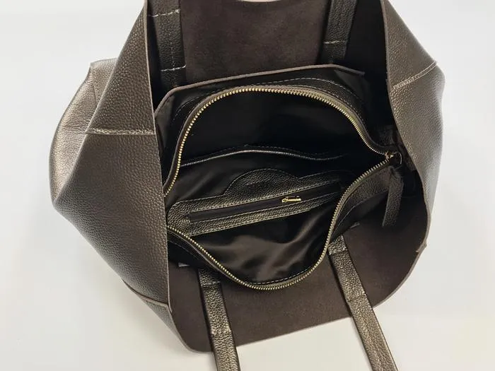 Fashion Womens Bronze Silver Leather Oversize Tote Bags Gold Shoulder Tote Bag Handbag Tote For Women