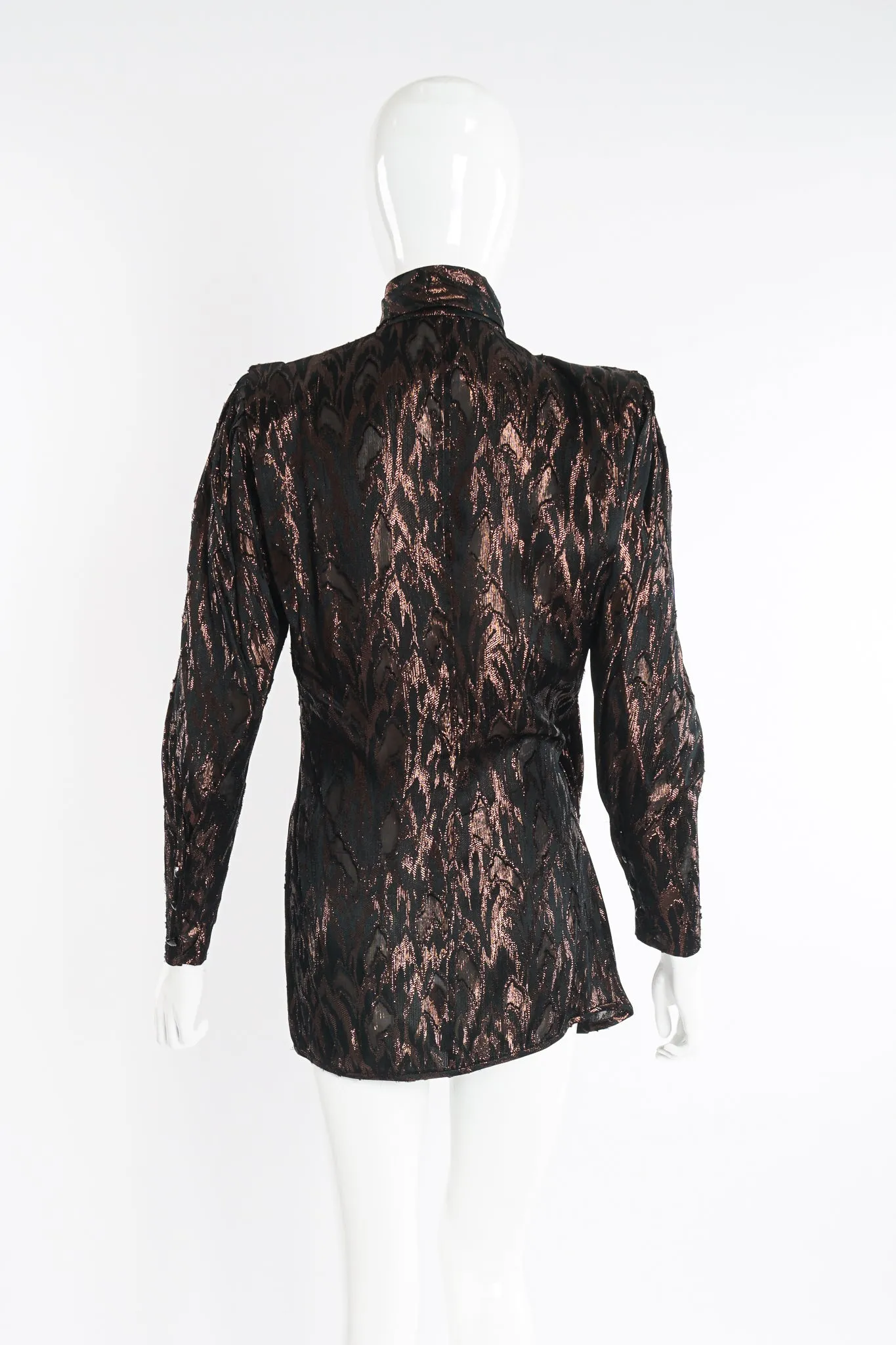 Faux Bois Brocade Blouse