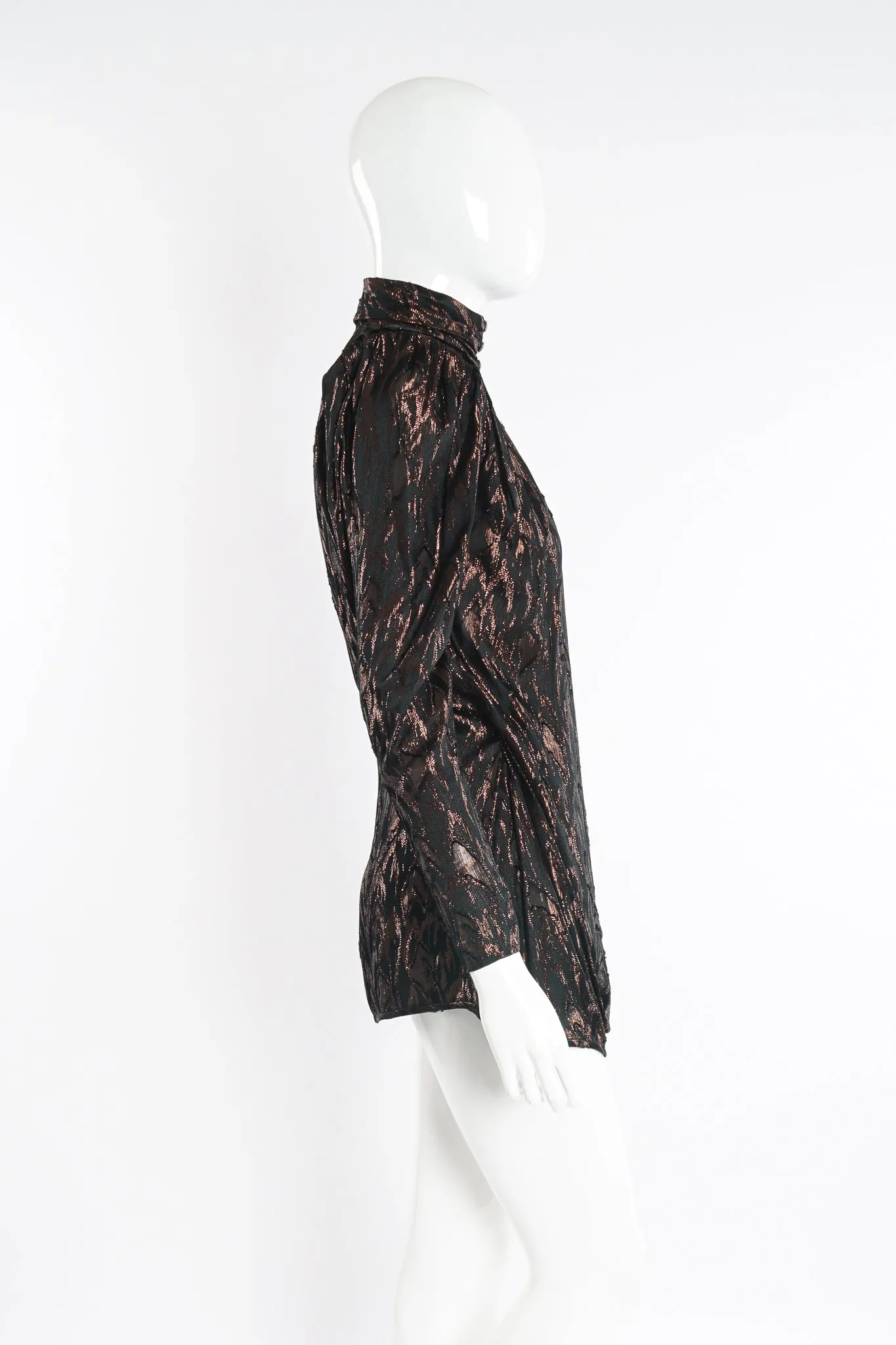Faux Bois Brocade Blouse
