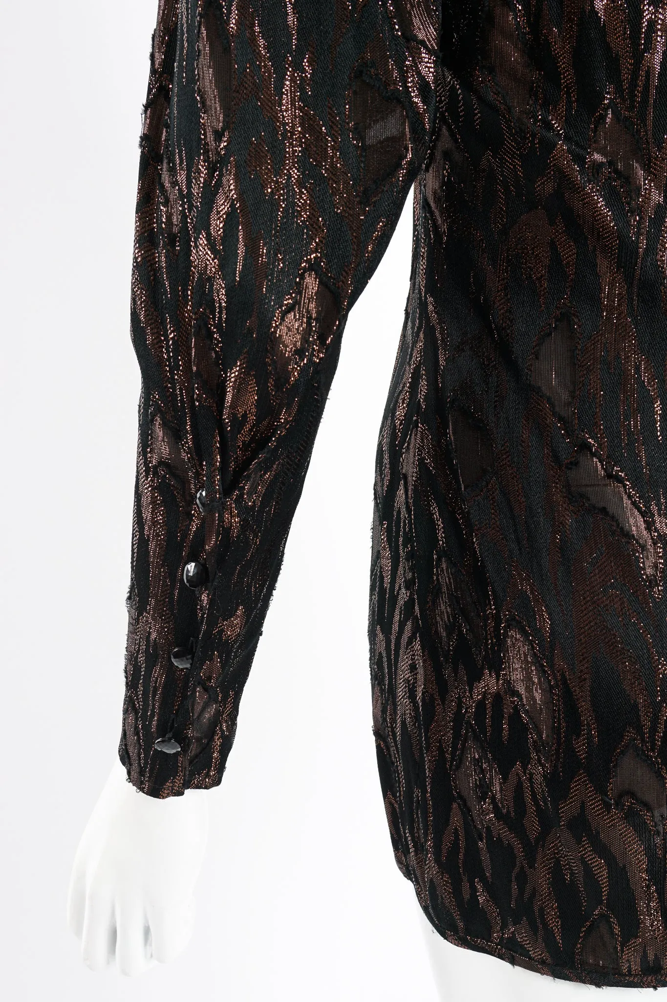 Faux Bois Brocade Blouse