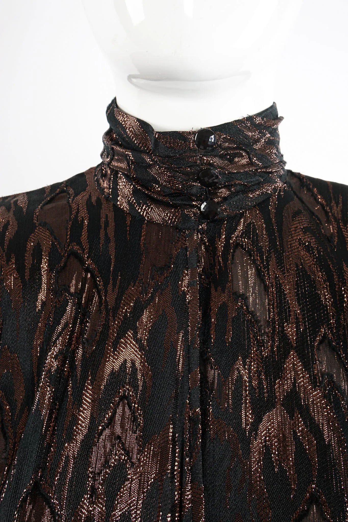 Faux Bois Brocade Blouse