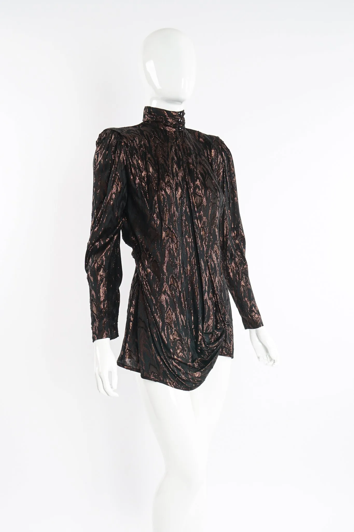 Faux Bois Brocade Blouse