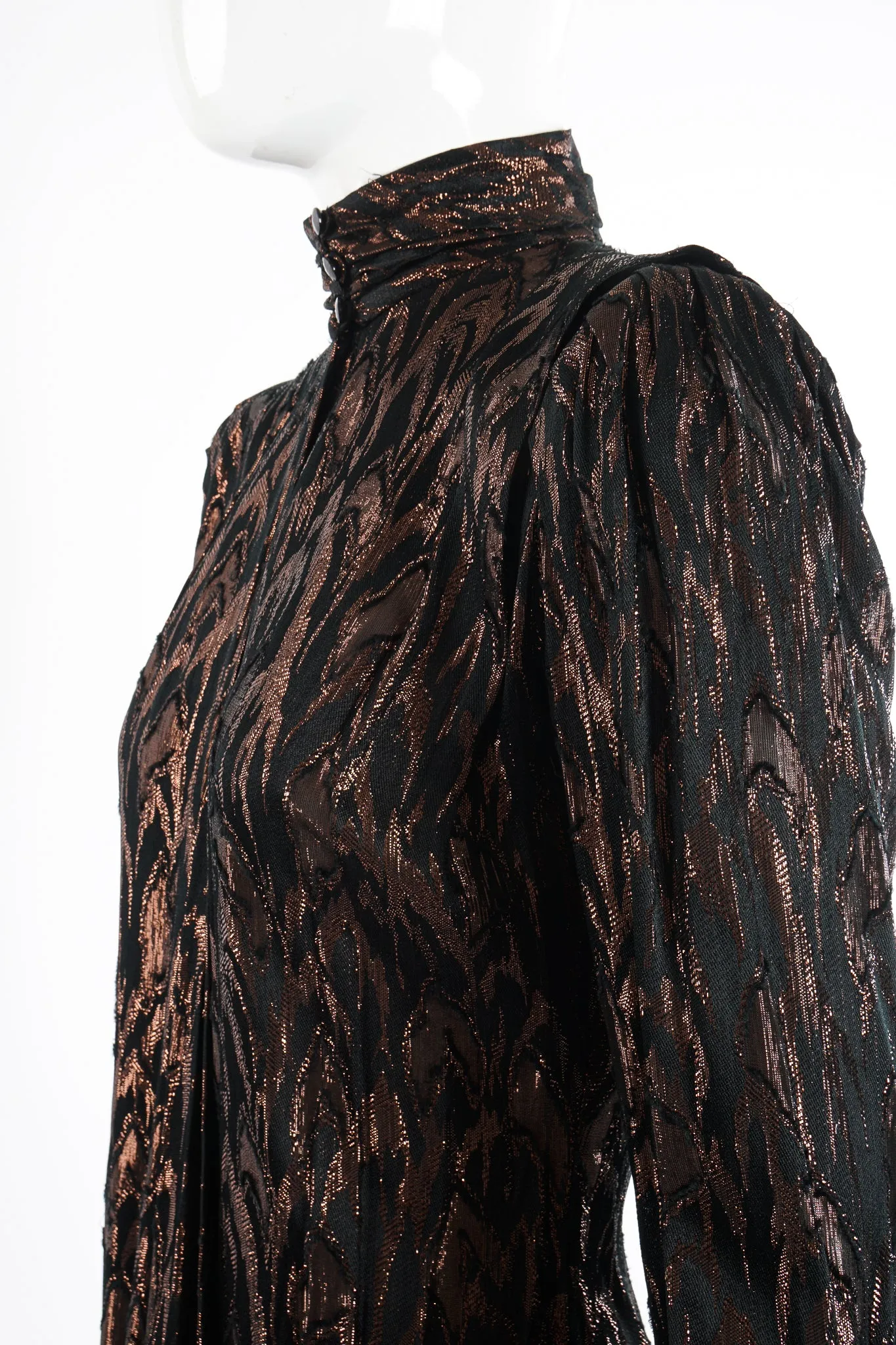 Faux Bois Brocade Blouse