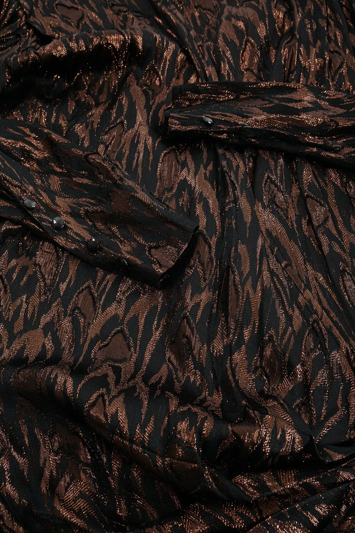 Faux Bois Brocade Blouse