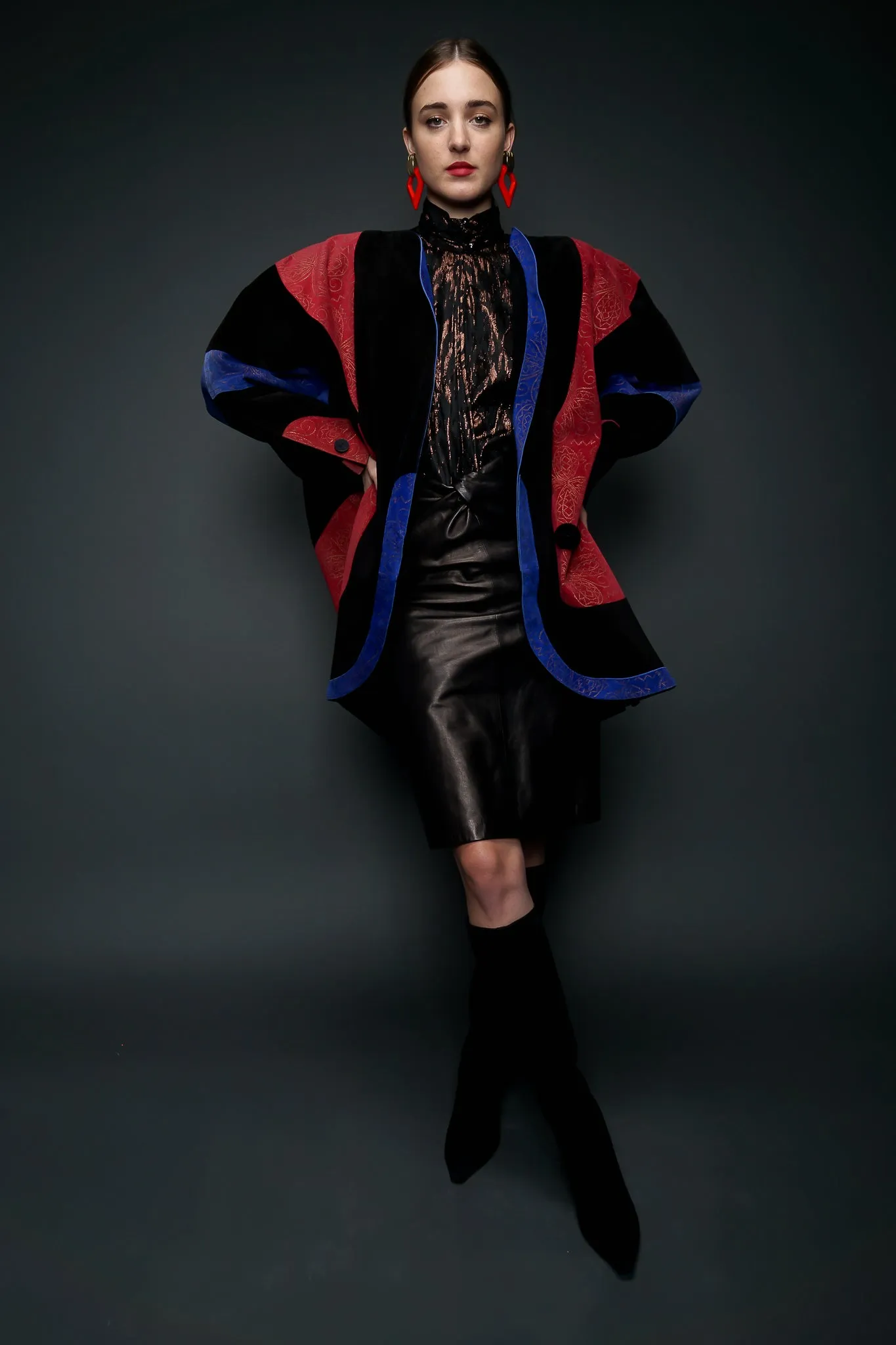 Faux Bois Brocade Blouse