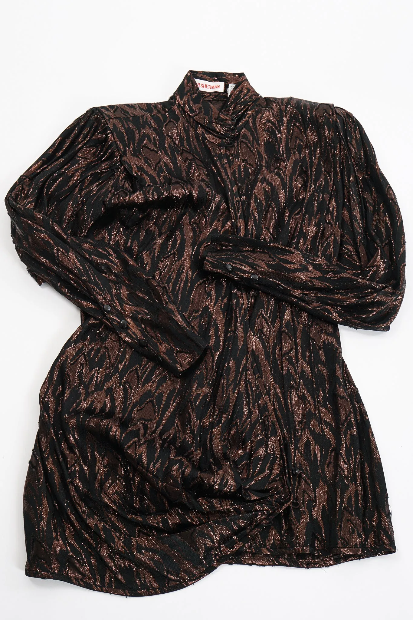 Faux Bois Brocade Blouse