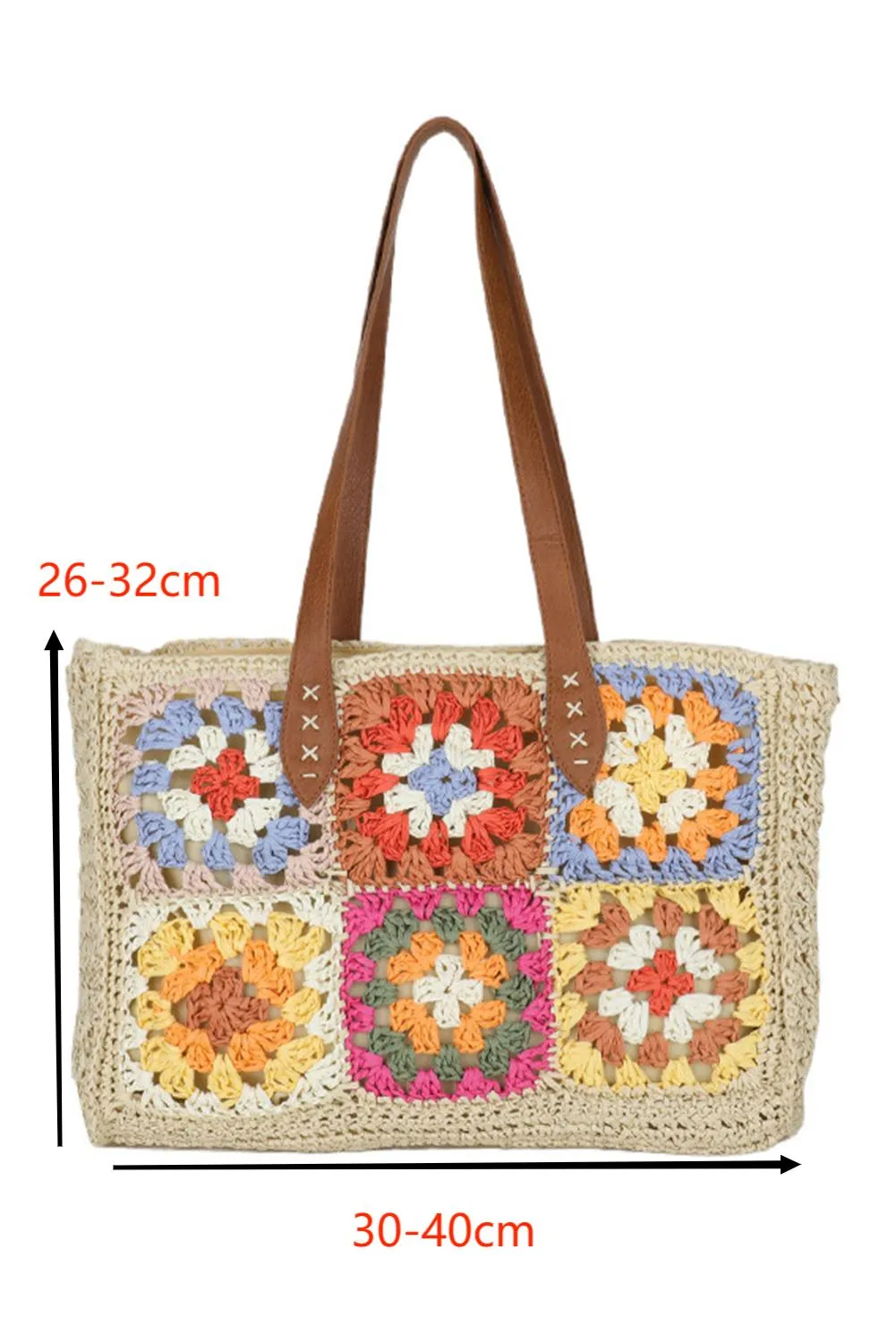 FLORAL CROCHETED TOTE BAG - BEIGE