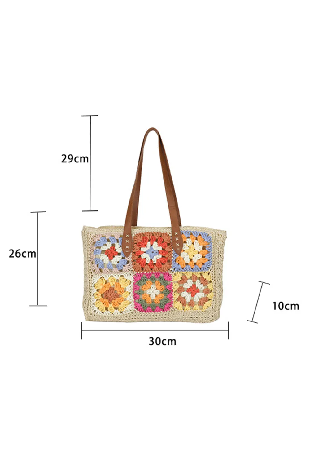 FLORAL CROCHETED TOTE BAG - BEIGE