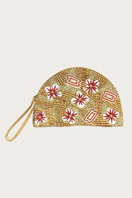 FLORAL RAFFIA BEADED WRISTLET