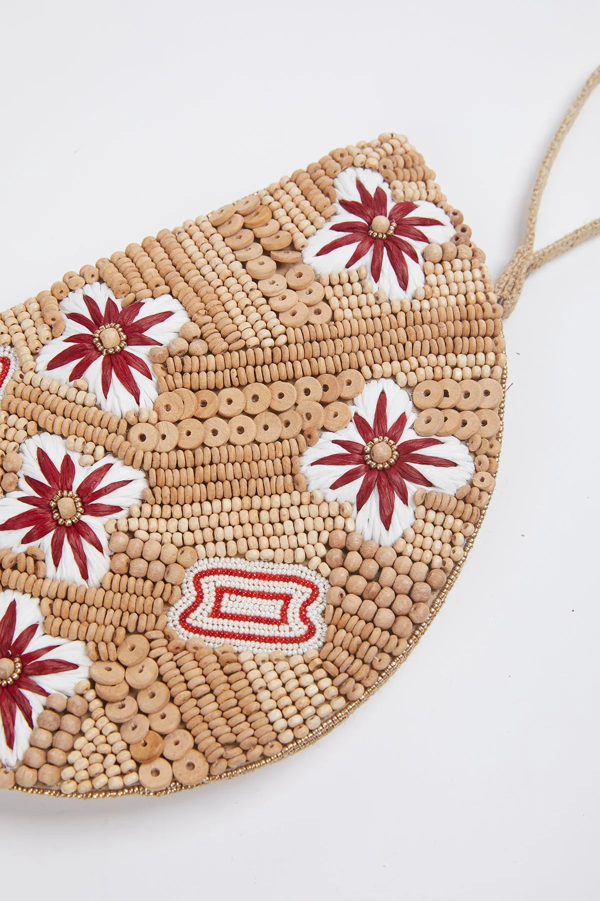 FLORAL RAFFIA BEADED WRISTLET