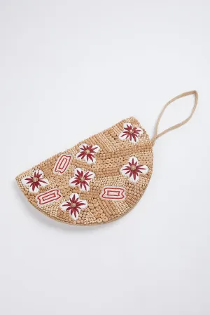 FLORAL RAFFIA BEADED WRISTLET