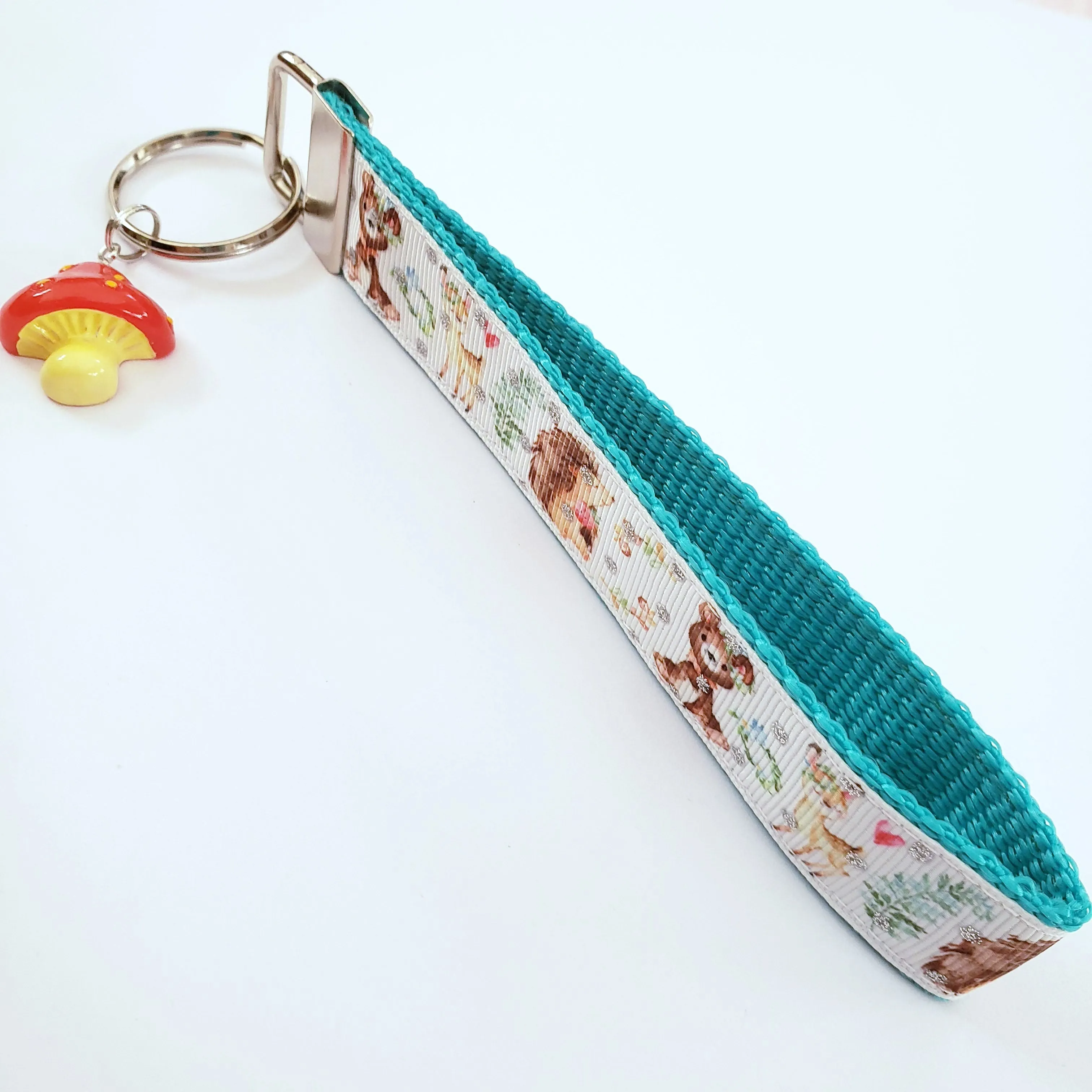 Forest Friends with Glitter Key Chain Fob featuring Hedgehogs Deer & Bear with cute charm