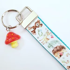 Forest Friends with Glitter Key Chain Fob featuring Hedgehogs Deer & Bear with cute charm