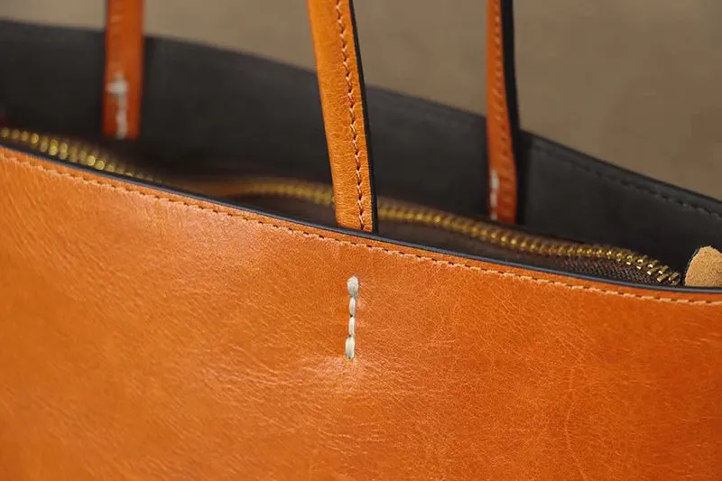 Full Grain Leather Tote Bag Women Leather Purse Leather Shopping Bag Woman Shoulder Bag Everyday Use Tote