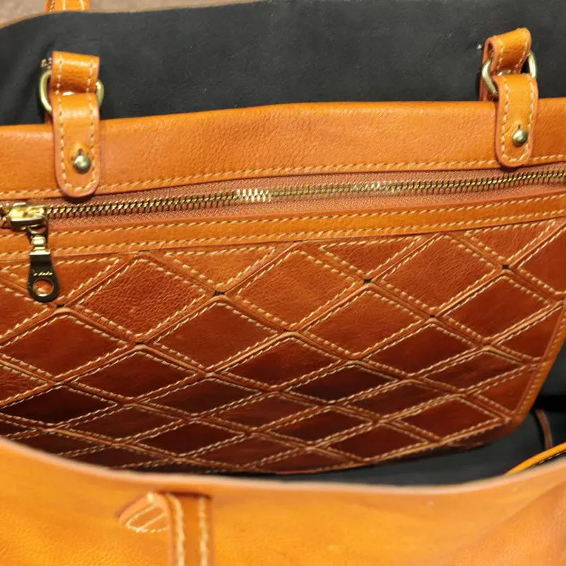 Full Grain Leather Tote Classic Everyday Use Tote Bag Work Student Bag Leather Shoulder Bag For Women