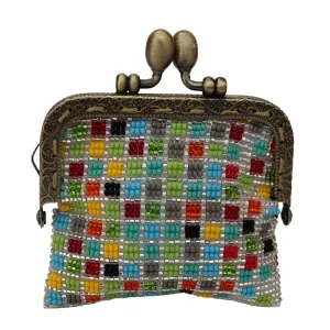 Glass Bead Coin Purse Metal Frame - CONFETTI