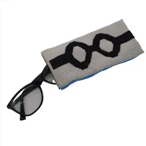 Glass Bead Eyeglass Case - BLACK SPECS ON WHITE GROUND