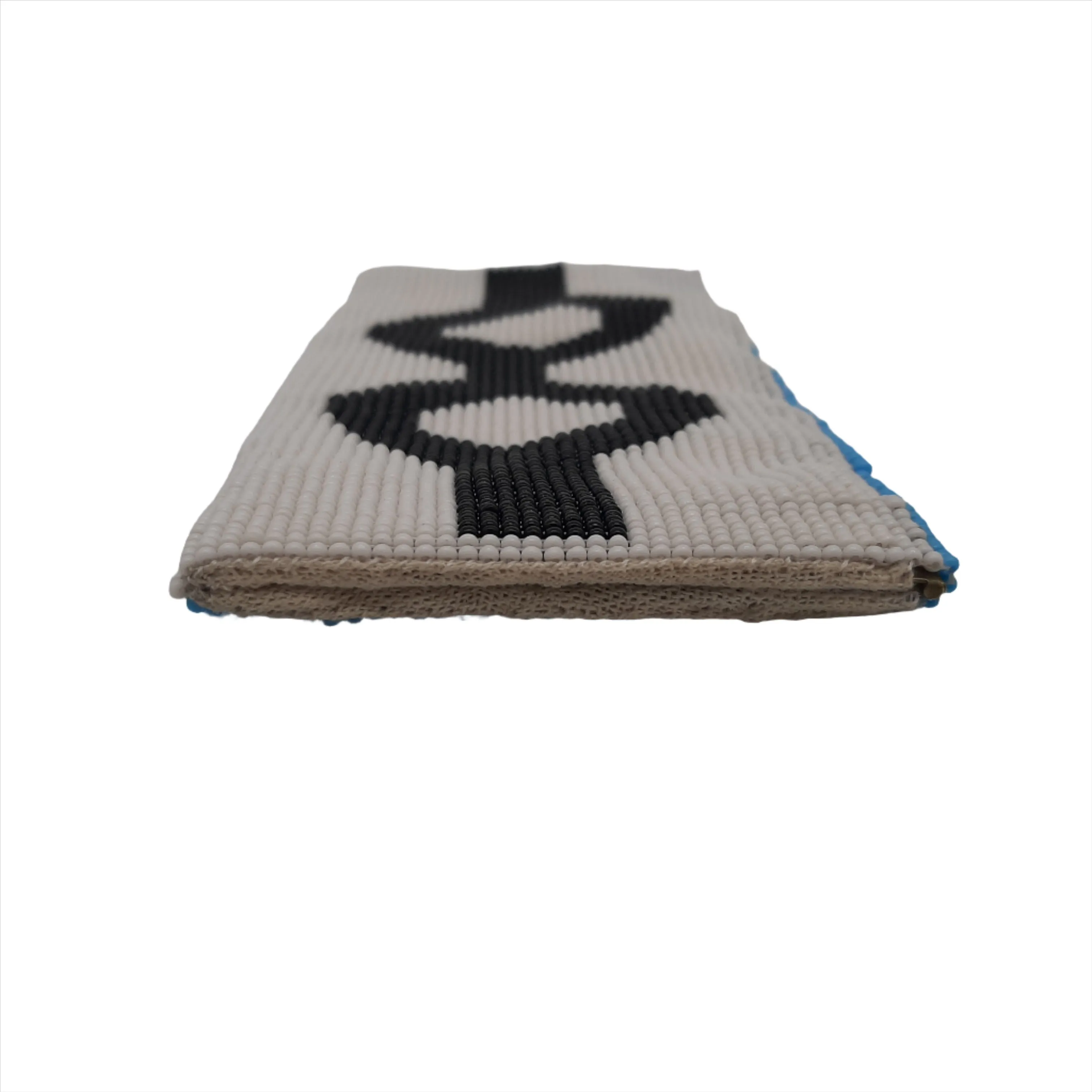 Glass Bead Eyeglass Case - BLACK SPECS ON WHITE GROUND