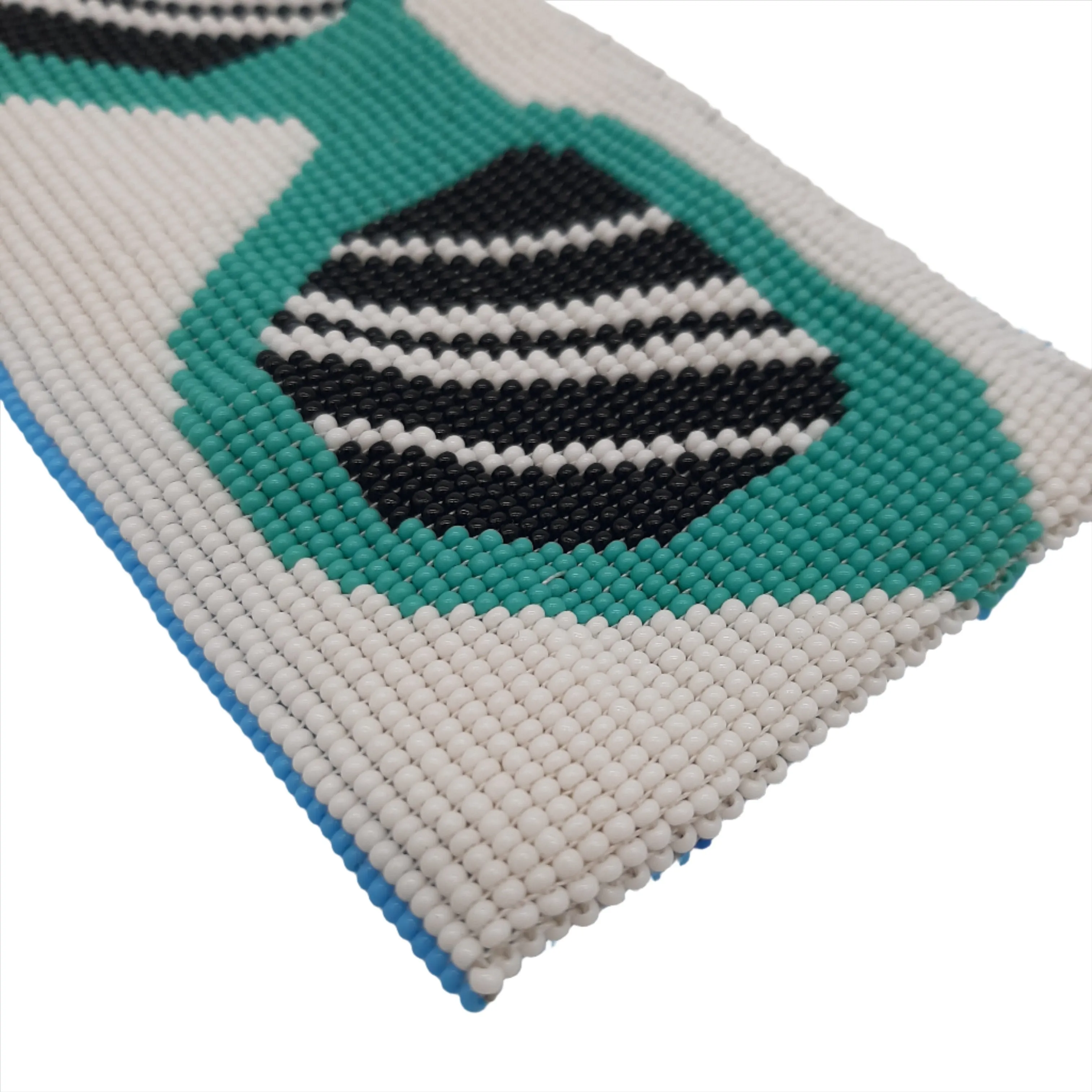 Glass Bead Eyeglass Case - TURQUOISE SPECS ON WHITE GROUND
