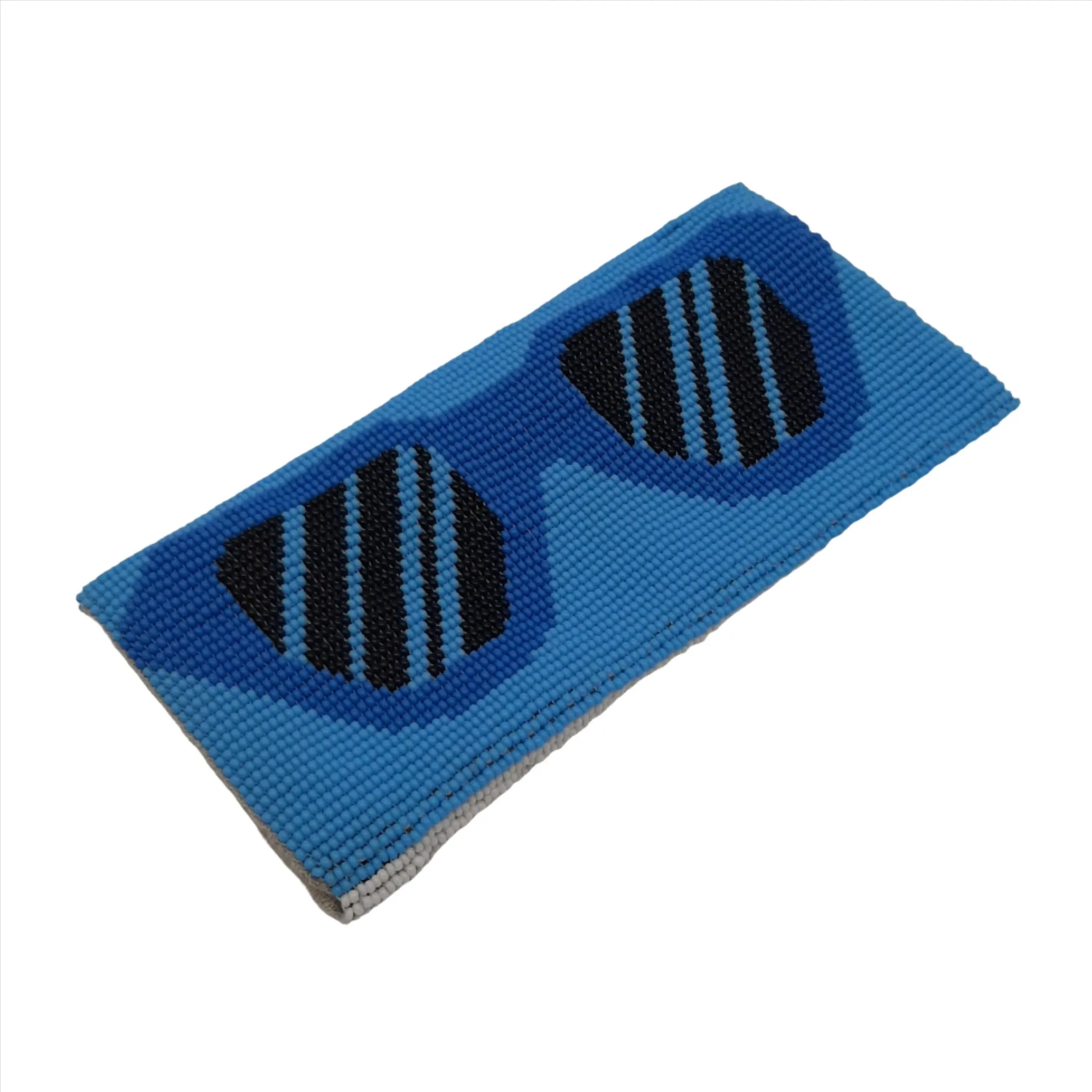 Glass Bead Eyeglass Case - TURQUOISE SPECS ON WHITE GROUND