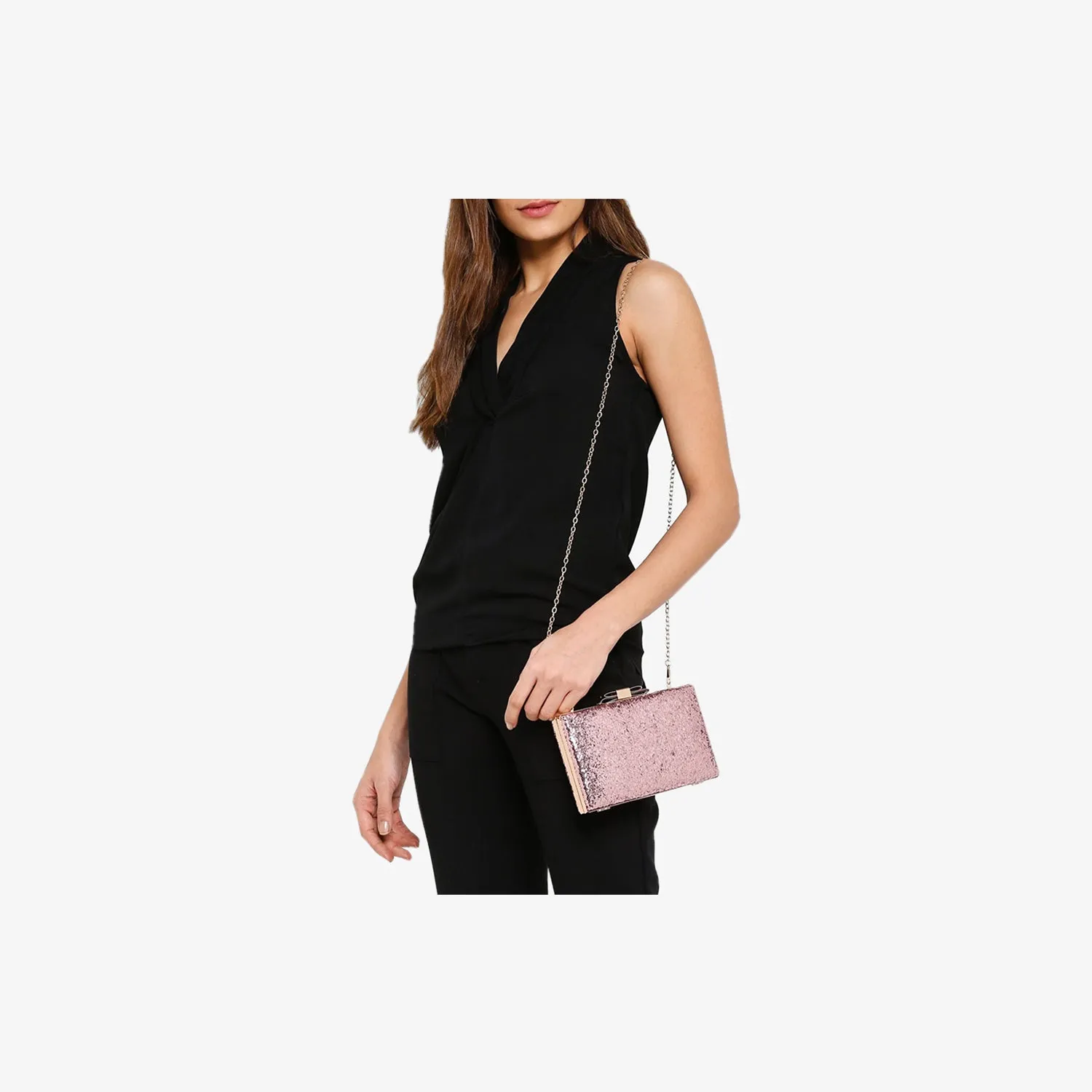 GLITTERY RIBBON CLUTCH