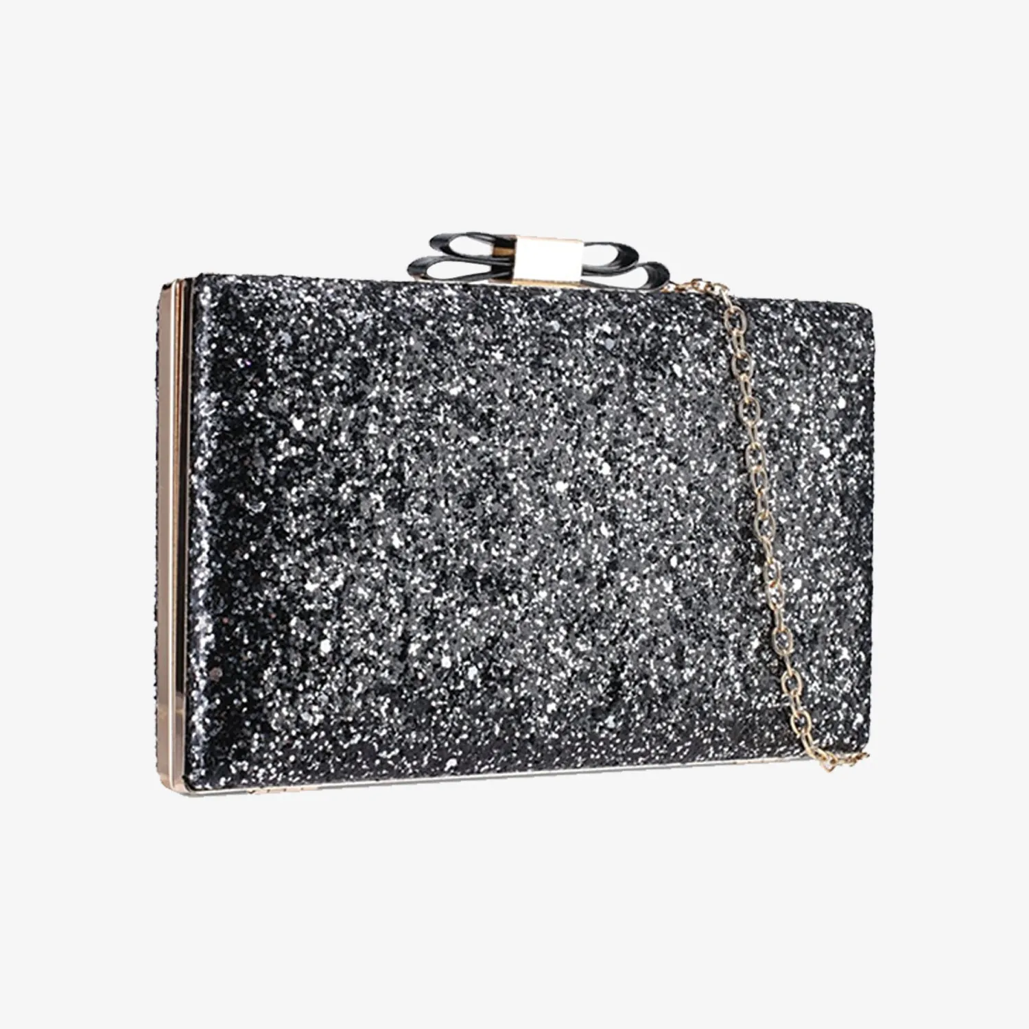 GLITTERY RIBBON CLUTCH