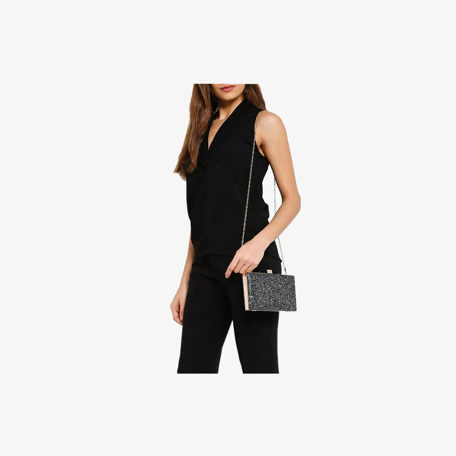GLITTERY RIBBON CLUTCH
