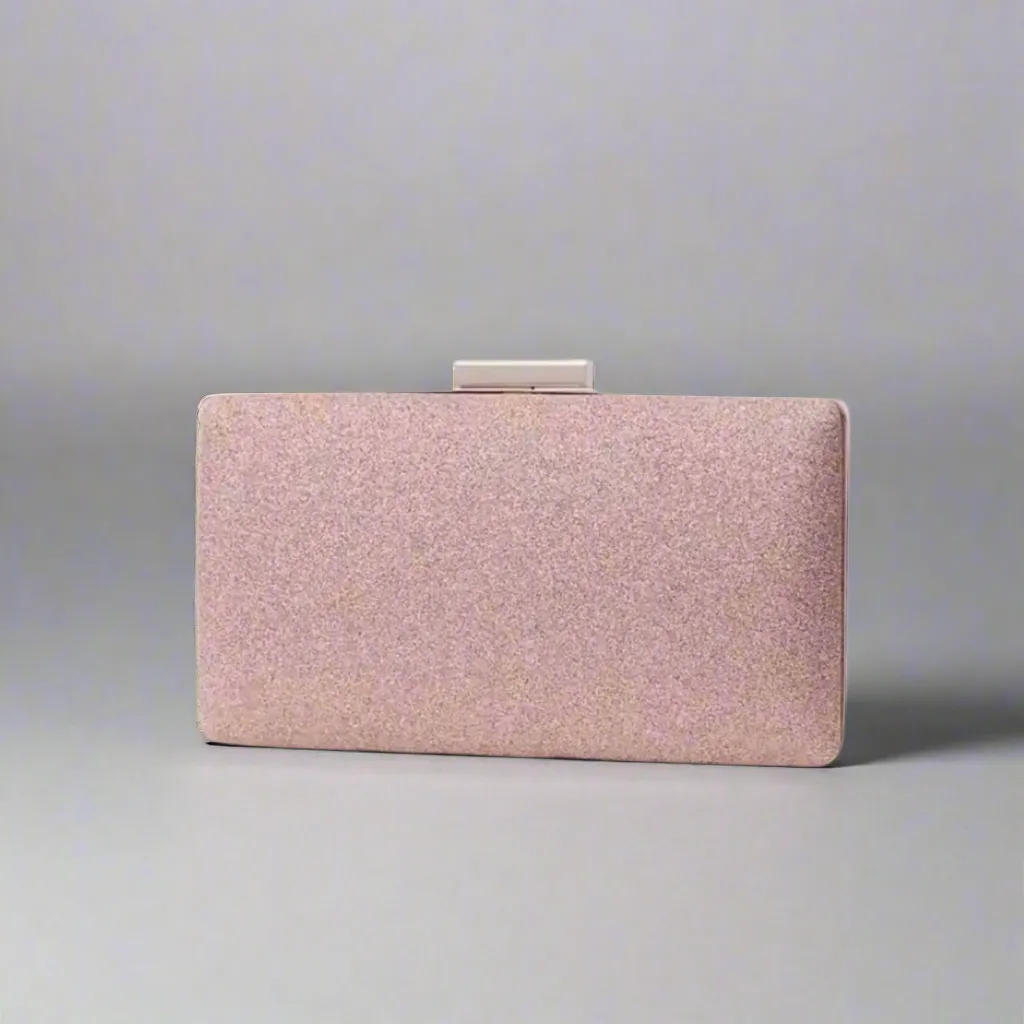 Glittery Rose Gold Clutch Evening Bag