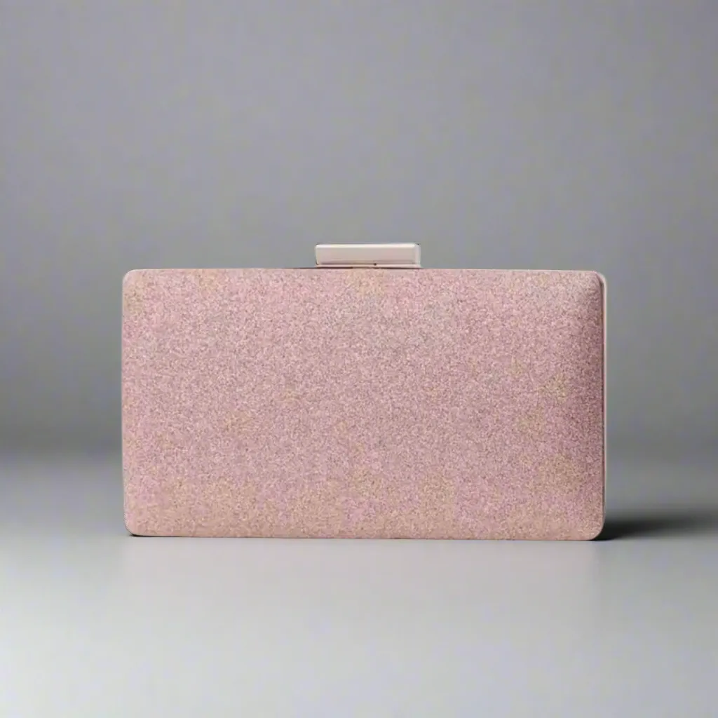 Glittery Rose Gold Clutch Evening Bag
