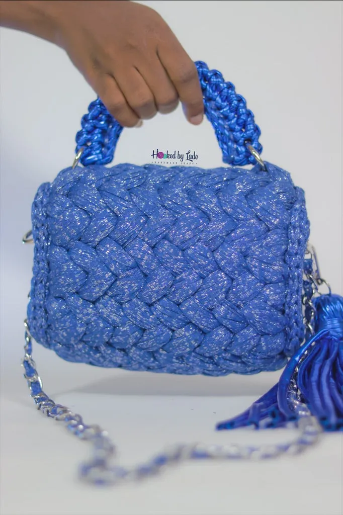 Glittery Royal Blue Crochet Bag - MIDI affair