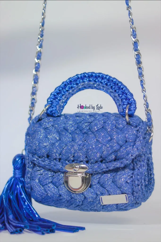 Glittery Royal Blue Crochet Bag - MIDI affair