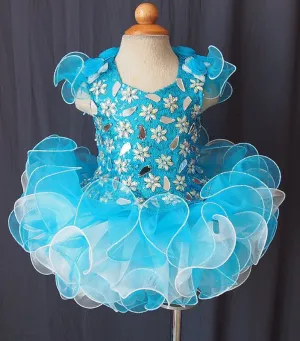 Glitz Beaded Sequins Bodice Baby Miss Pageant Dress