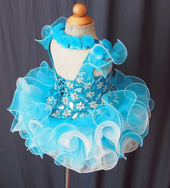Glitz Beaded Sequins Bodice Baby Miss Pageant Dress