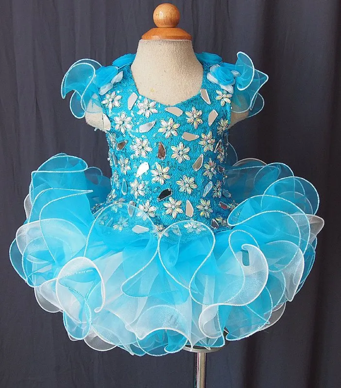 Glitz Beaded Sequins Bodice Baby Miss Pageant Dress