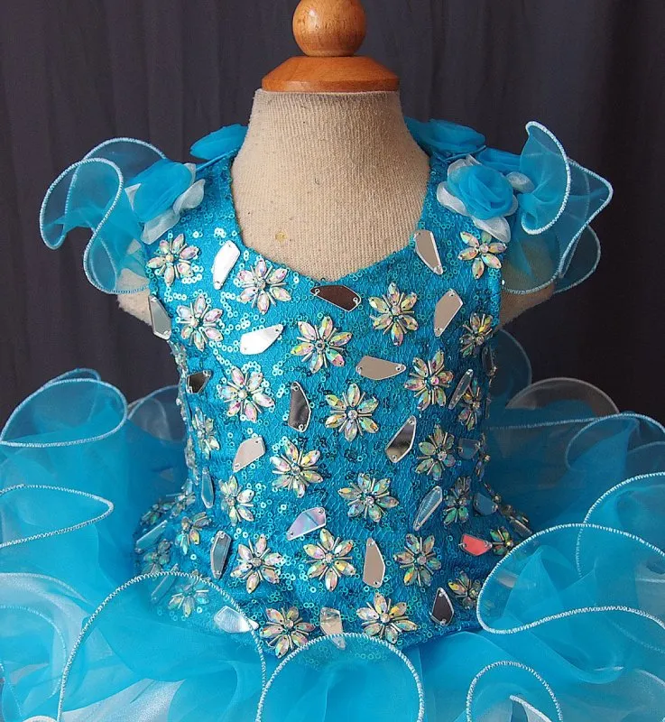 Glitz Beaded Sequins Bodice Baby Miss Pageant Dress