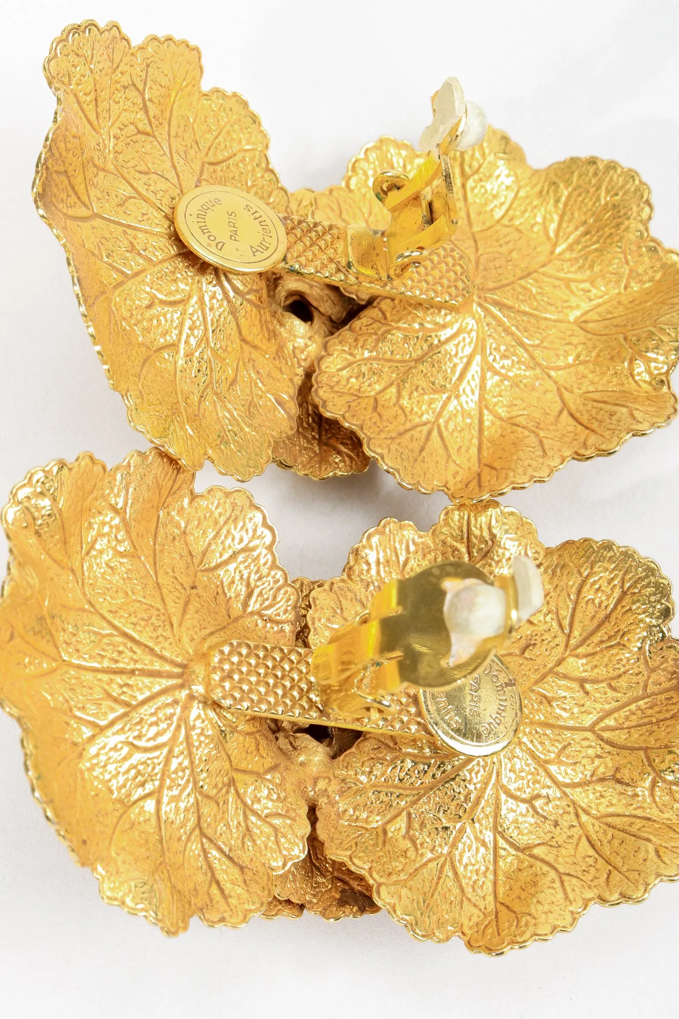 Gold Leaf Cluster Pearl Earrings