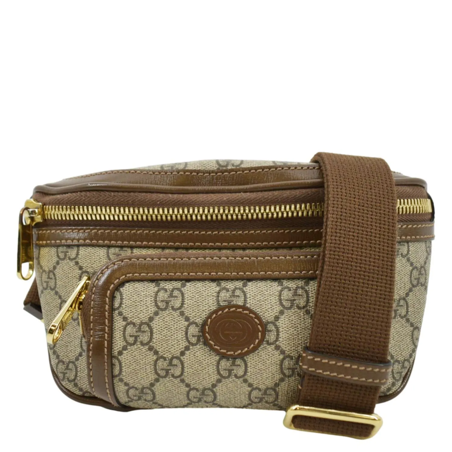 GUCCI Interlocking G Supreme Canvas Belt Bag Beige 682933