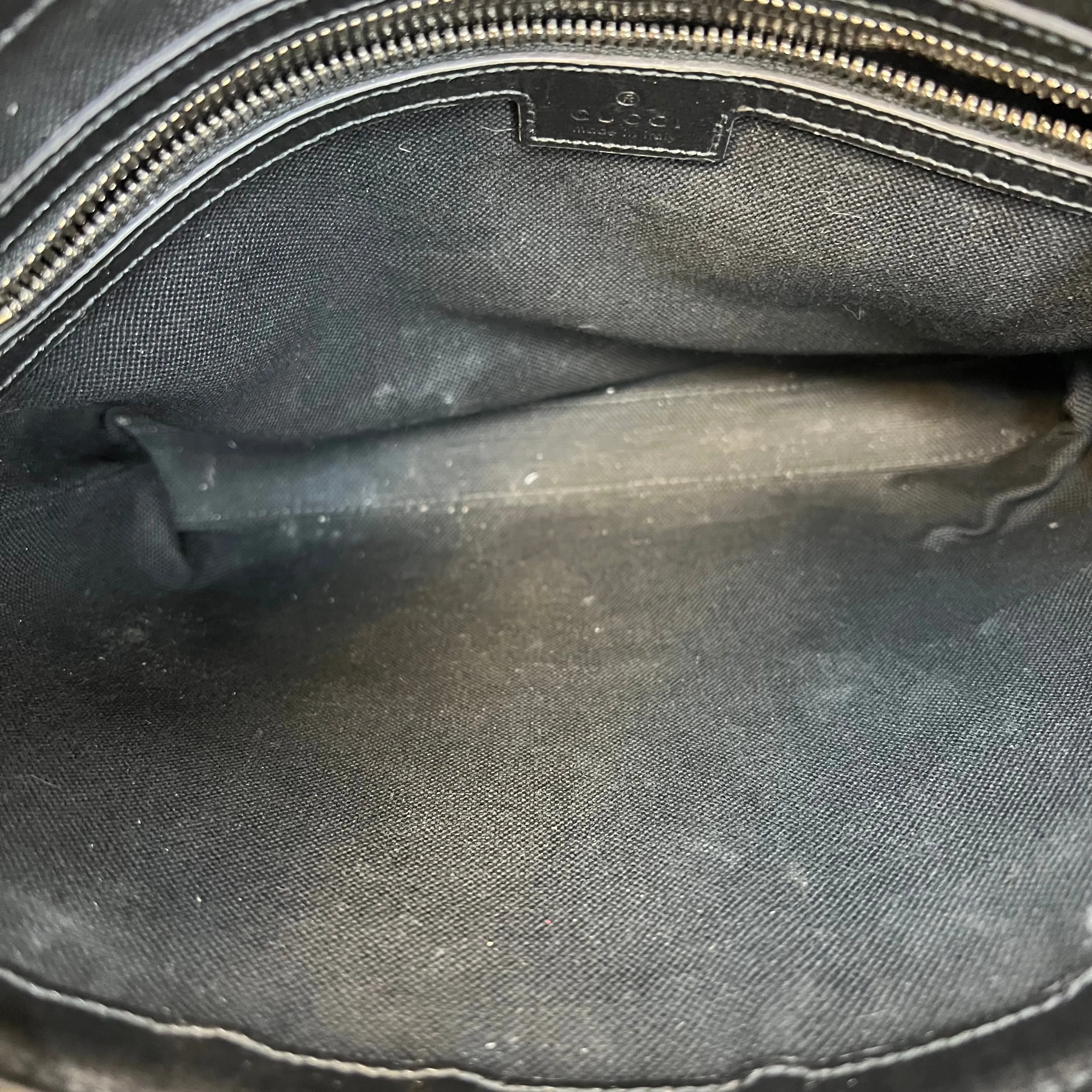 GUCCI Messenger Black GG Supreme Monogram Azalea Calfskin Retro Interlocking G Wristlet Crossbody Bag