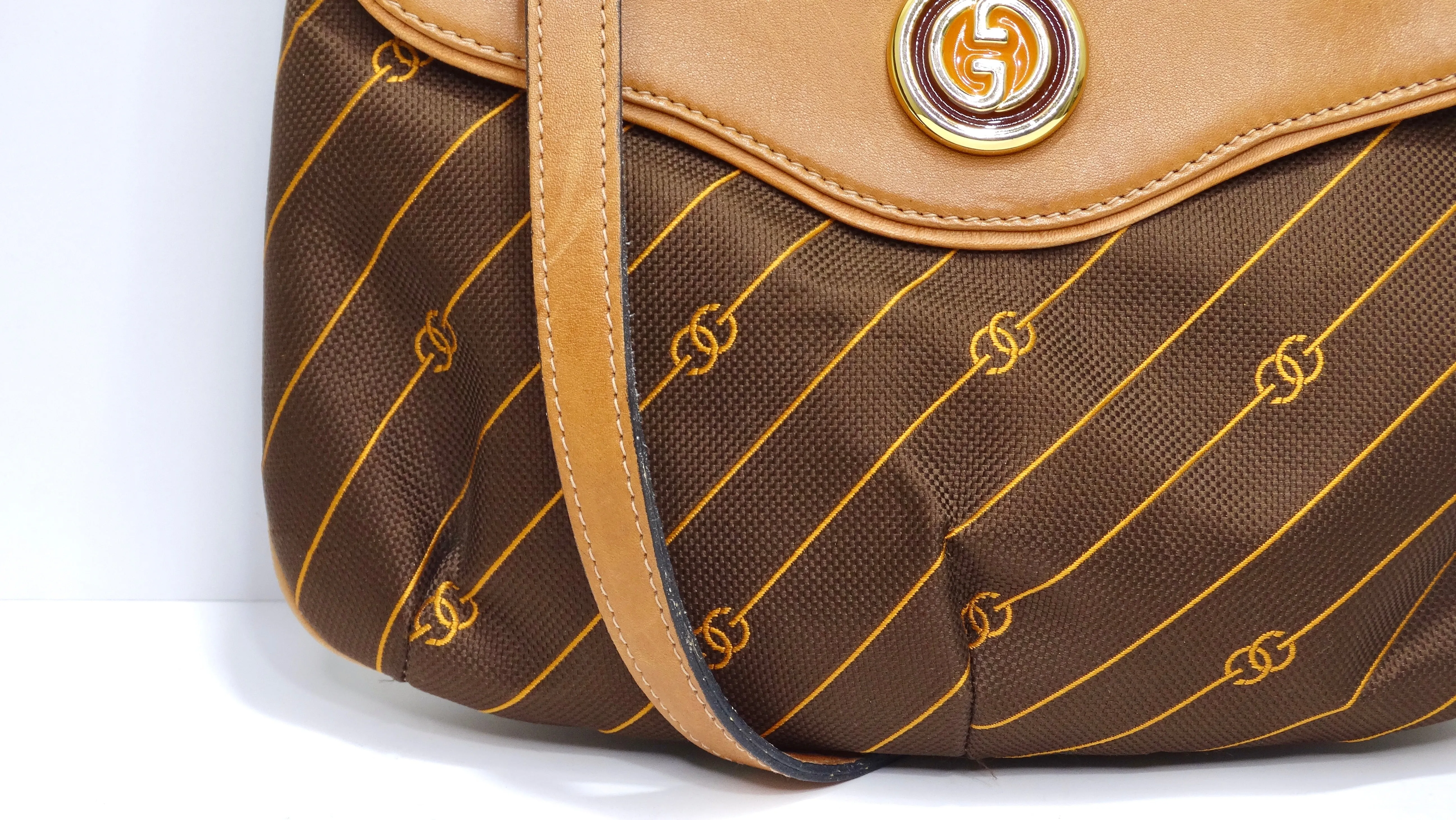 Gucci Striped Monogram Vintage Handbag