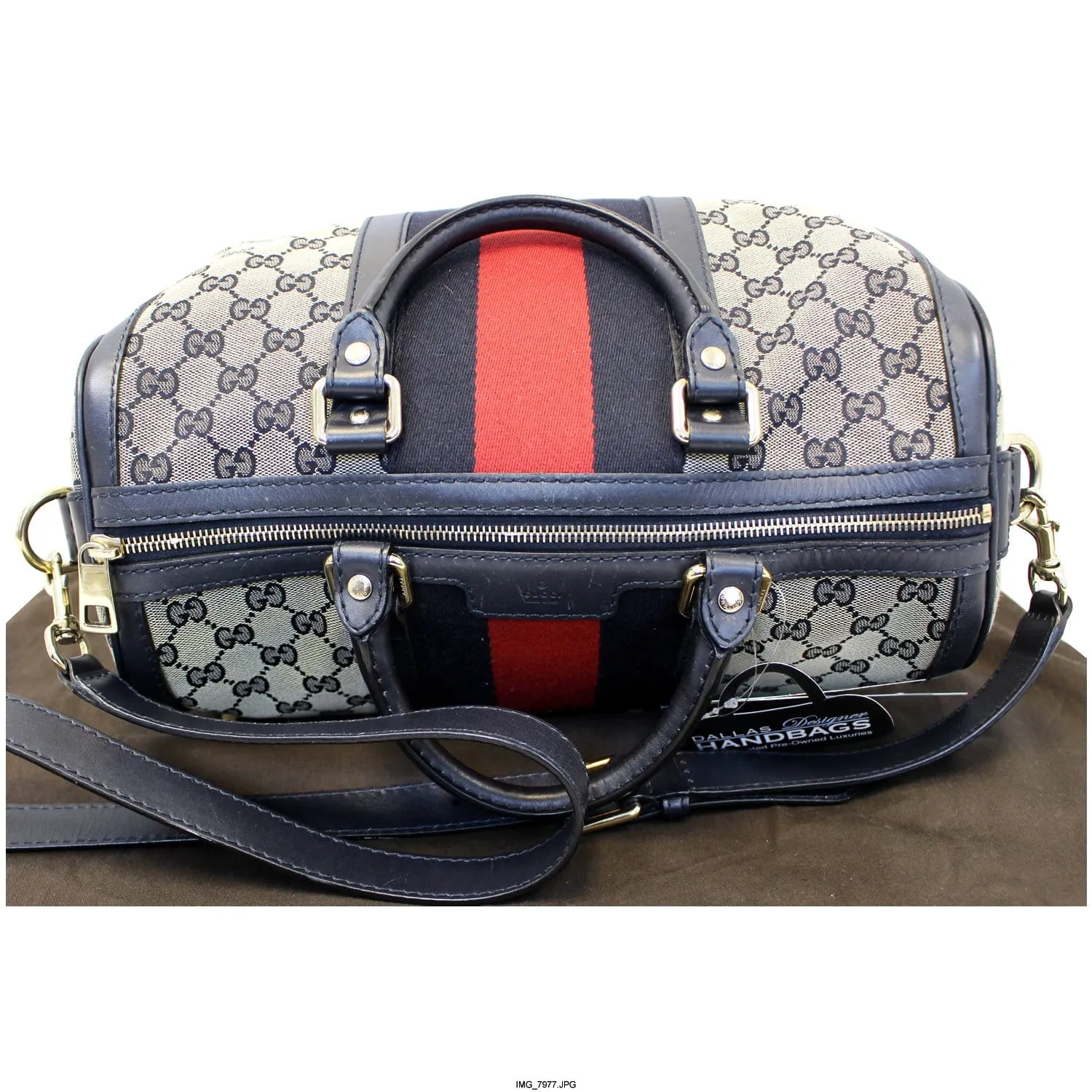 GUCCI Web Medium Original GG Boston Bag with Signature Web 247205