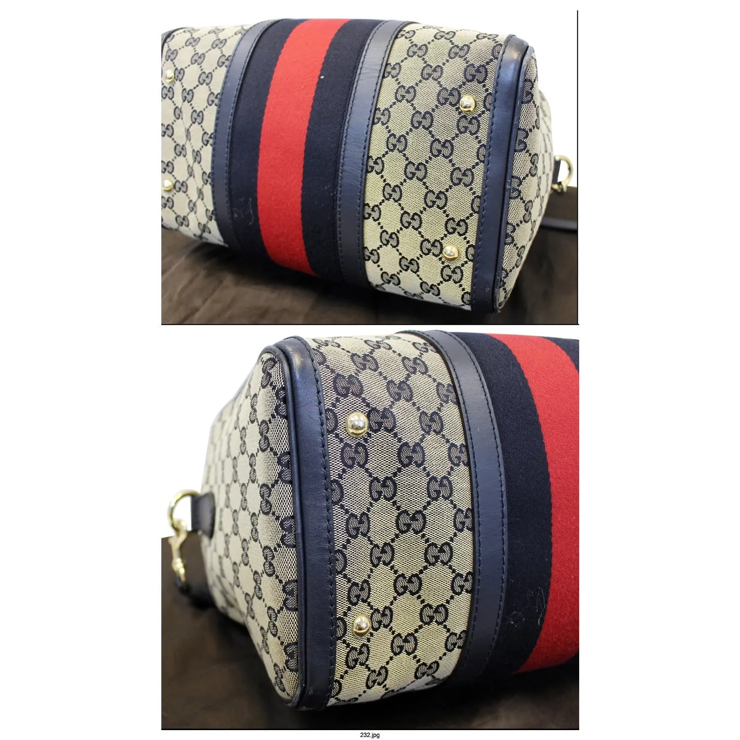 GUCCI Web Medium Original GG Boston Bag with Signature Web 247205