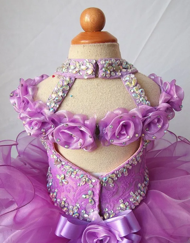 Halter Beaded and Sequins Off the Shoulder Cupcake Pageant Dress