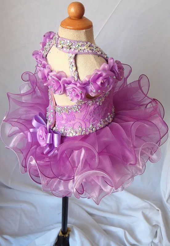 Halter Beaded and Sequins Off the Shoulder Cupcake Pageant Dress