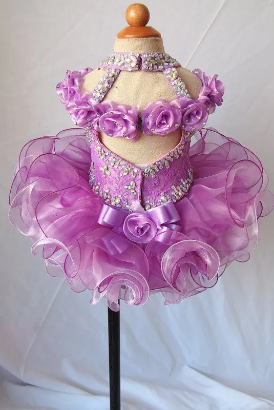 Halter Beaded and Sequins Off the Shoulder Cupcake Pageant Dress